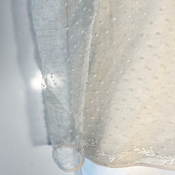 ZARA SZ XL Cream Swiss Dot Sheer Top Fairy Cottage Romantic Feminine Boho Glam - Picture 7 of 13